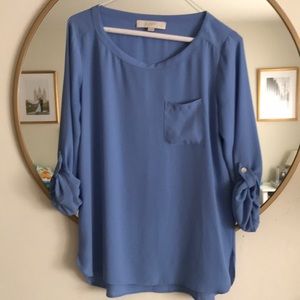 LOFT Powder Blue Blouse with Pocket